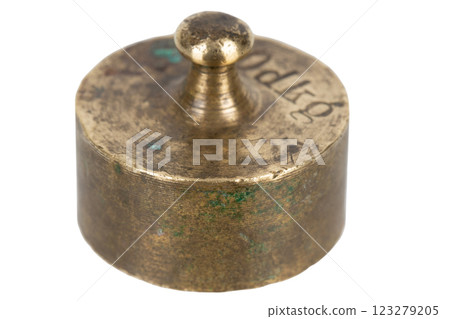 Old rusty bronze scale weights 123279205