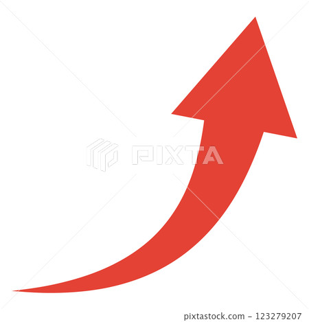 Red curved arrow illustration rising to the right Red curved arrow illustration rising to the right 123279207