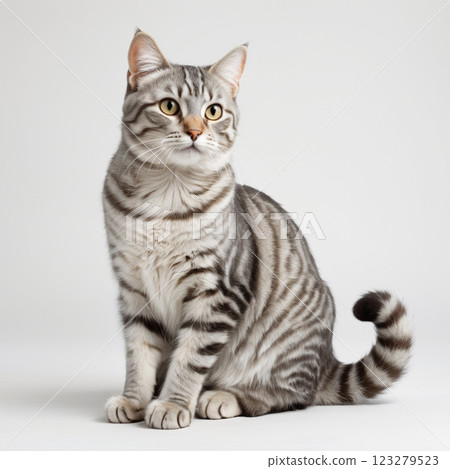 sitting mackerel cat 123279523
