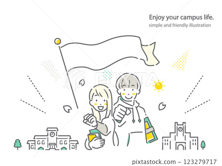 大學入學,新生,簡單而時尚的線描插畫 大學入學,新生,簡單而時尚的線描插畫 123279717