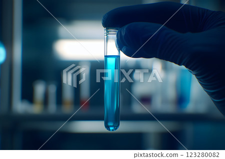Vaccine vial with liquid in test tube 123280082