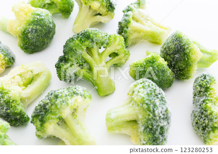 白色背景中的冷凍西蘭花 123280253