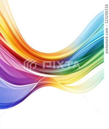 Abstract rainbow waves flowing joyfully, creating vibrant space for text 123280316