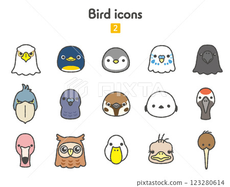 Icon collection - Bird faces Icon collection - Bird faces 123280614