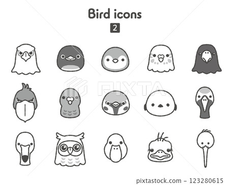 Icon collection - Bird faces Icon collection - Bird faces 123280615
