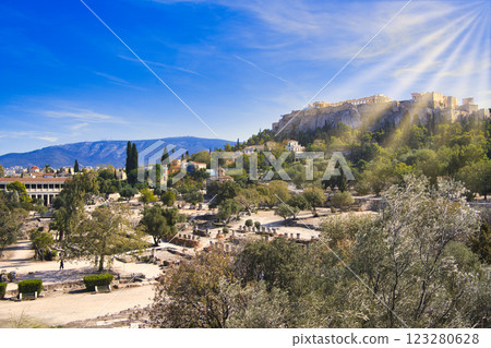 View of the Parthenon from the Ancient Agora in Athens 123280628