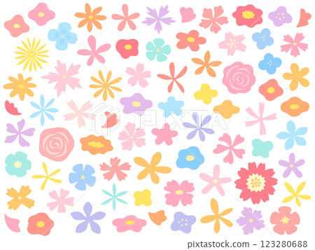 Set of hand-drawn colorful floral illustrations 123280688