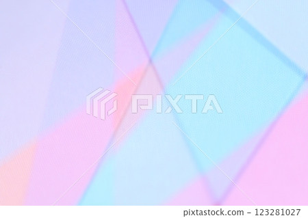 Blue and pink geometric lines intersecting mesh background 123281027