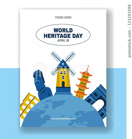 Historical Sites and Landmarks for World Heritage Day Vertical Poster Design Historical Sites and Landmarks for World Heritage Day Vertical Poster Design 123281098
