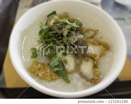 Congee is a type of rice porridge or gruel Thai breakfast street food 123281290