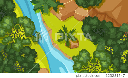 Aerial View of Lush River Landscape Aerial View of Lush River Landscape 123281547