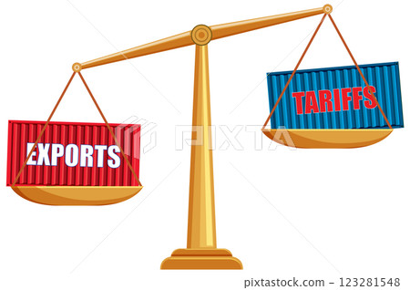 Balancing Exports and Tariffs Illustration Balancing Exports and Tariffs Illustration 123281548