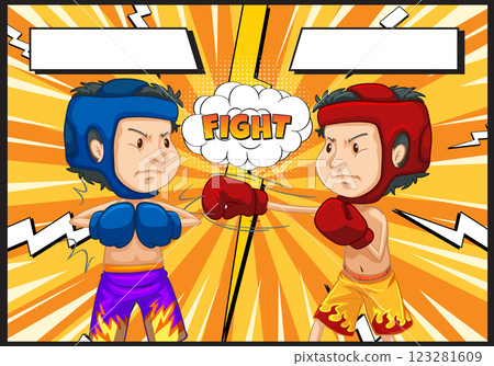 Cartoon Boxing Match Showdown 123281609