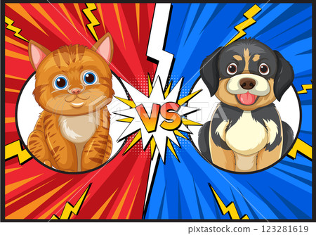 Cat vs Dog Comic Showdown Cat vs Dog Comic Showdown 123281619