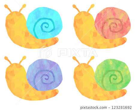 Cute snail illustration set vector material 123281692