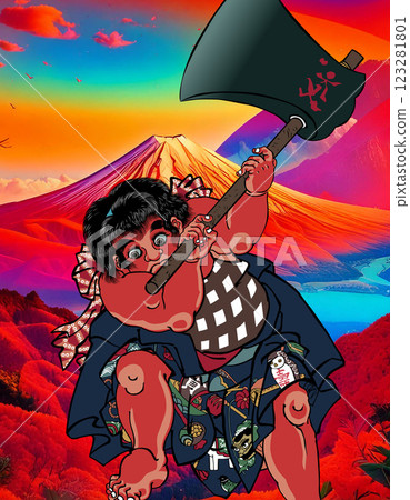 Kintaro swinging his axe 123281801