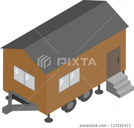 等距拖車房子圖像材料 123282415