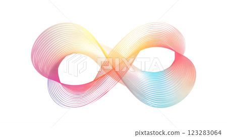 Infinity symbol in gradient ribbon style, great for abstract art fans 123283064