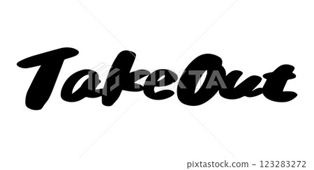 Handwritten lettering "Takeout" Vector illustration 123283272