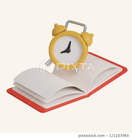alarm clock read time icons. minimal 3D Illustration School Education. alarm clock read time icons. minimal 3D Illustration School Education. 123283968