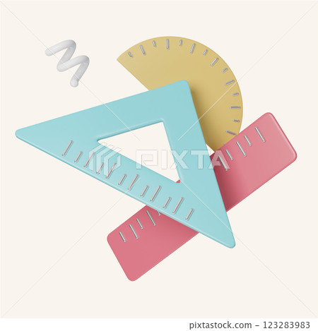 Geometry Tools and Mathematical Education Education 3d icons, Back to school ,3d rendering illustration. 123283983