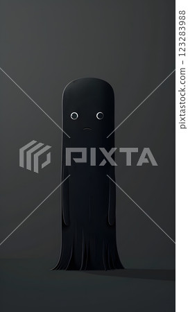 A black ghost with white eyes lurks in the darkness 123283988