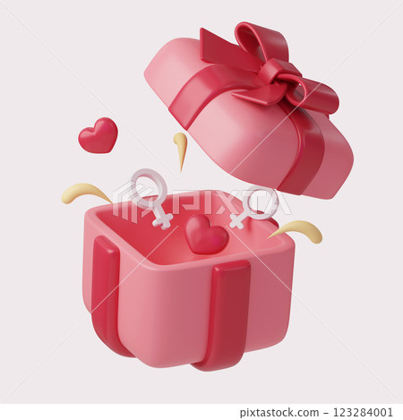 Femininity Symbol with Flowers for International Women's Day,3D illustration. Feminism, independence, freedom, empowerment, activism for women rights. 123284001