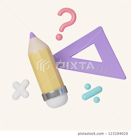 Mathematical Operations and Learning Education 3d icons, Back to school ,3d rendering illustration. 123284028