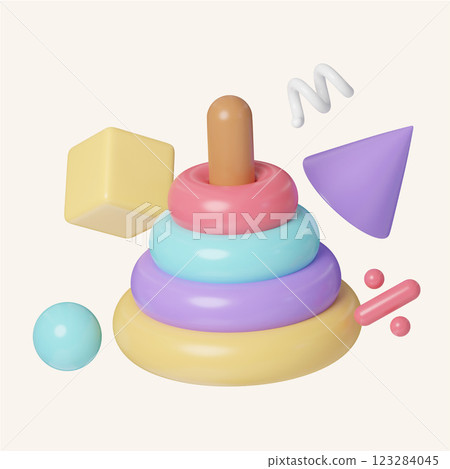 Development and Learning Shapes Education 3d icons, Back to school ,3d rendering illustration. 123284045