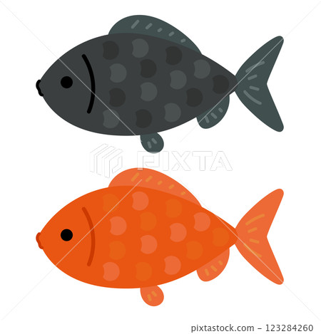Goldfish illustration set (red and black) Goldfish illustration set (red and black) 123284260