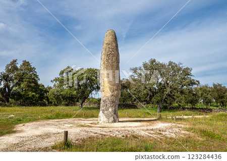 The Standing Stone, Menhir of Meada at Castelo de Vide, Portugal. The largest of the Iberian Peninsula. 123284436