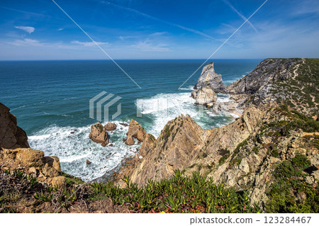 Praia Da Ursa, Ursa Beach near Cabo Da Roca on Atlantic coast, Sintra, Portugal Praia Da Ursa, Ursa Beach near Cabo Da Roca on Atlantic coast, Sintra, Portugal 123284467