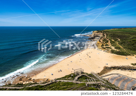 Ribeira de Ilhas beach in Ericeira, is part of the world surf reserve in Ericeira Portugal. 123284474