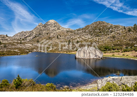 Beautiful lake at top of Penameda hill in national park Peneda Geres in Portugal. 123284486