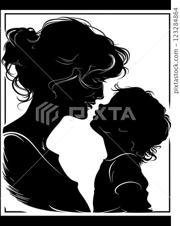 Heartwarming Silhouette of Mother and Child in Loving Pose 123284864