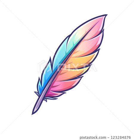 Colorful feather on white background, a writing implement inspiration Colorful feather on white background, a writing implement inspiration 123284876