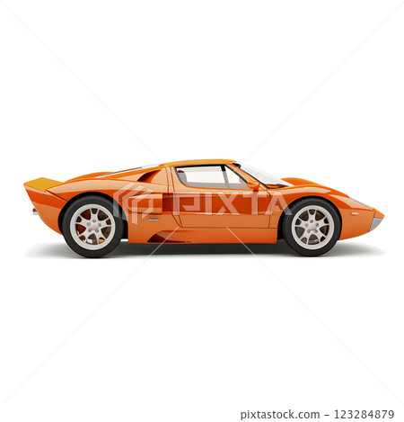 Detailed illustration of a bright orange sports car from the side view Detailed illustration of a bright orange sports car from the side view 123284879