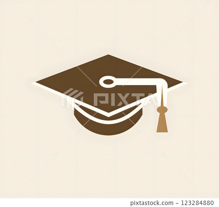 Graduation cap art with white tassel on white background 123284880