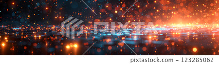 Dynamic Digital Lights Abstract Background, Bright Colors 123285062