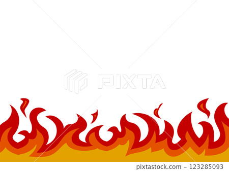 白色背景上燃燒的火焰向量插圖 A4 尺寸景觀 123285093