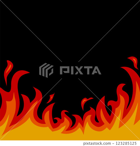 Burning fire and flames on a black background vector illustration square 123285125