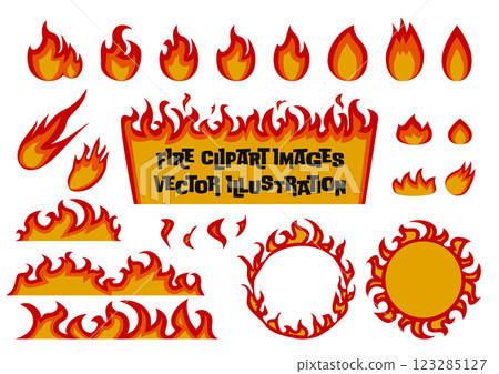 燃燒的火焰/火矢量插圖變異集 123285127