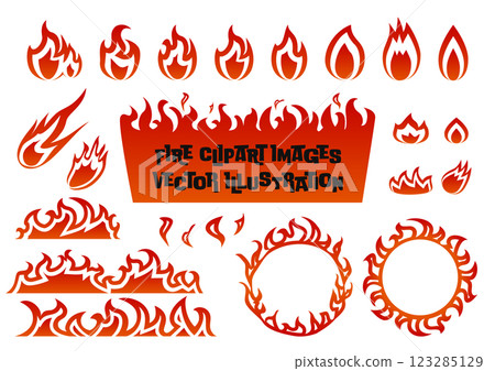 燃燒的火焰/火矢量插圖變化集 123285129