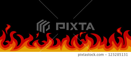 Burning fire and flames on a black background vector illustration horizontal 123285131