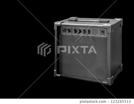 guitar amplifier on black background, with EQ for bass electric guitar 123285513