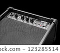 guitar amplifier on black background, with EQ for bass electric guitar 123285514