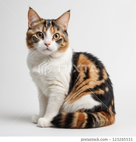Sitting calico cat 123285531