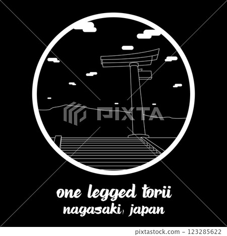 Circle Icon One Legged Torii. Vector Illustration Circle Icon One Legged Torii. Vector Illustration 123285622