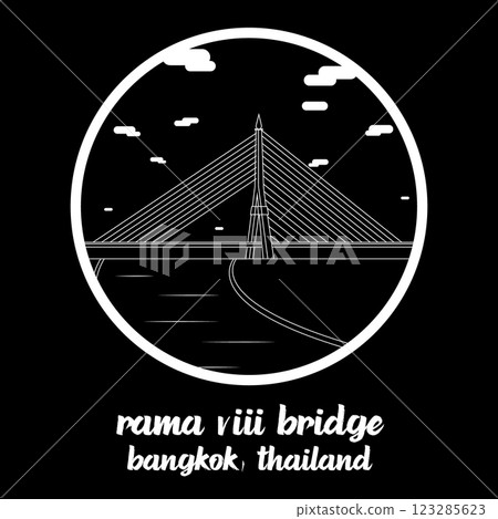 Circle Icon King Rama VIII Bridge. Vector Illustration 123285623