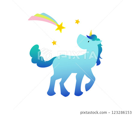流星和獨角獸夢想可愛的簡單插畫 123286153
